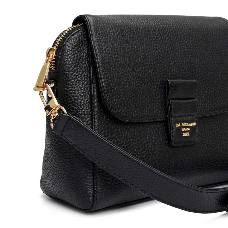 Da Milano Black Small Wax Leather Sling - Black for Women | Best Price UAE